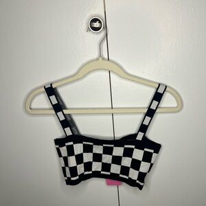 Edikted B&W Checkered Crop Top